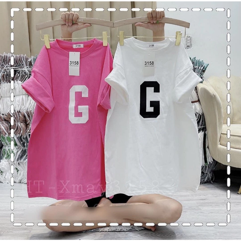 Áo thun chữ G cotton khô thoáng mát Unisex 3158| Form rộng tay lỡ| Freesize| TN3158