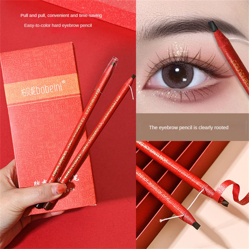 🌷[vit]🌷Bobeini Red Tube Eyebrow Pencil Flat Head Hard Refill Natural Makeup Artist Chì kẻ mày