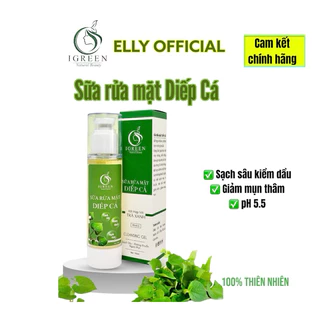 SỮA RỬA MẶT DIẾP CÁ - THIÊN NHIÊN - SẠCH SÂU, KIỀM DẦU, DỊU DA, pH 5.5 - IGREEN