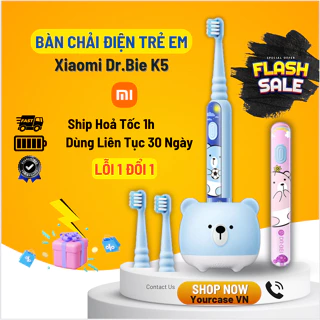 Bàn Chải Điện Trẻ Em XIAOMI K5 DR.BEI, Bàn Chải điện Cho bé Kèm 2 Đầu bàn Chải, Chống Nước,Phát Nhạc