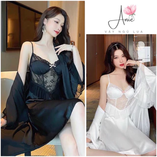 Set váy ngủ lụa hai dây sexy cao cấp Đầm ngủ mặc nhà gợi cảm Quảng Châu Váy ngủ sexy