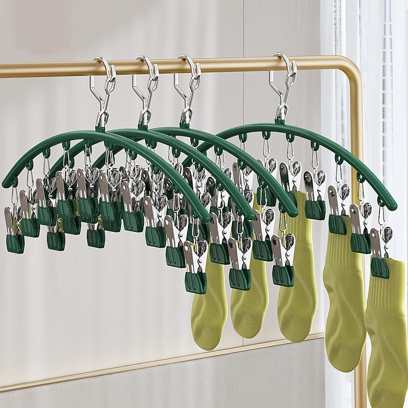 Móc treo đồ lót cao cấp, móc kẹp treo quần áo 10 kẹp phơi đồ đa năng, gấp gọn Mã 10k2