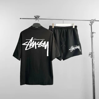 bộ thun stussy HT chất cotton, quần short nỉ da cá dày dặn. Set thụng trẻ trung, năng động