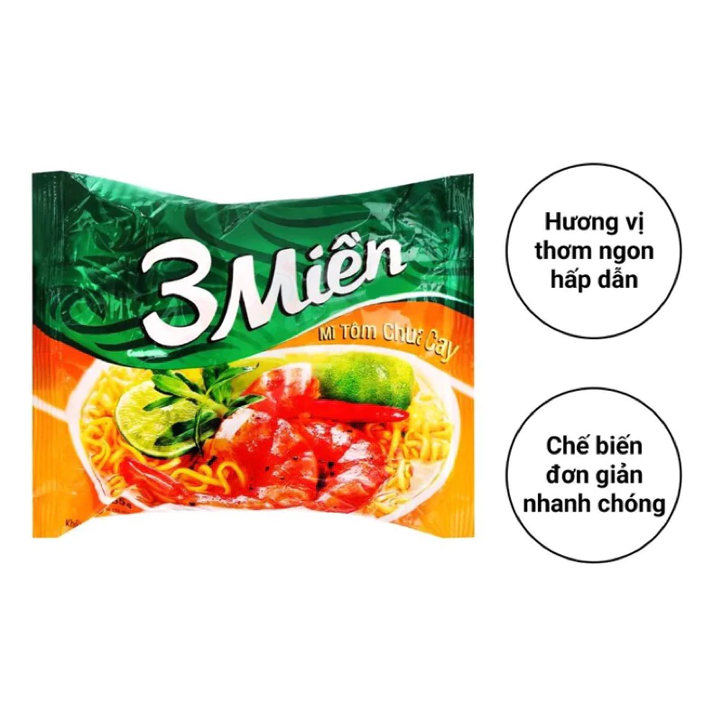 1 gói mì 3 Miền tôm chua cay 65g