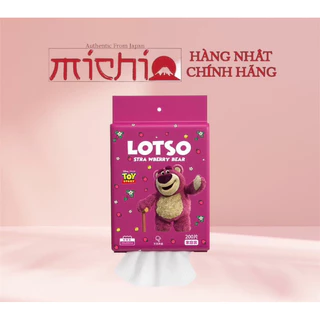 Khăn mặt, khăn lau dùng 1 lần Gấu Dâu Lotso gói 200 cái chất liệu mềm mại phù hợp cho da nhạy cảm an toàn cho da.