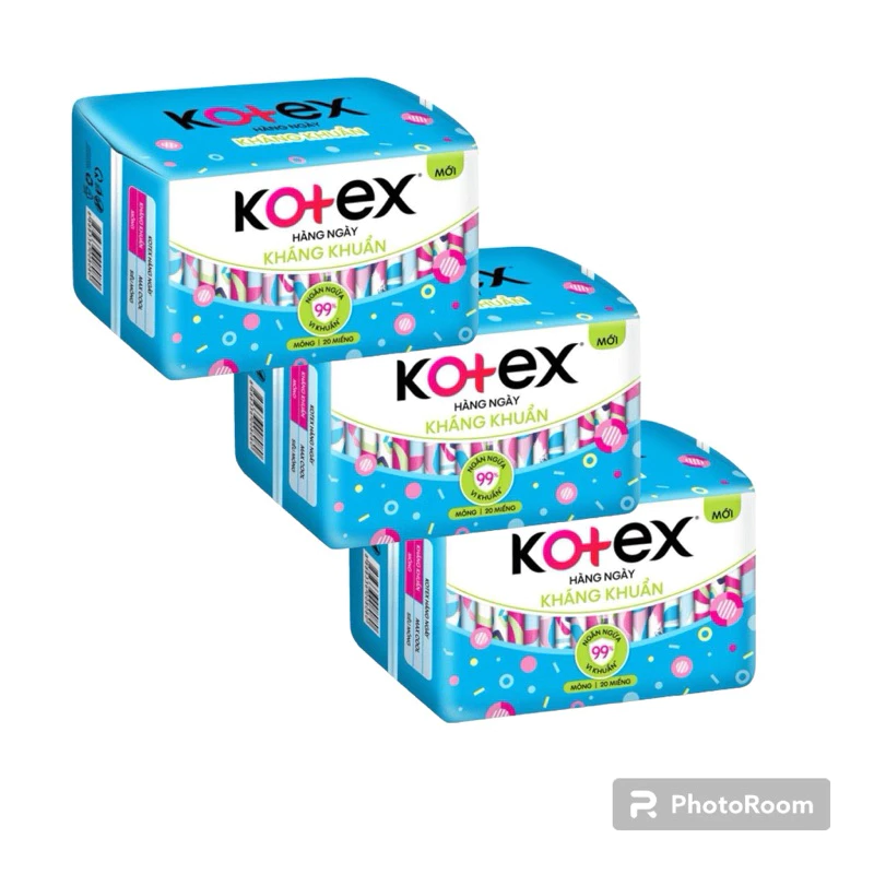 combo 3 gói BVS hàng ngày kotex mỏng 20miếng/gói