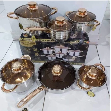 Bộ nồi Đức ENGELBERG 6 món 12 chi tiết đáy từ 5 lớp vung kín chống dính cao cấp
