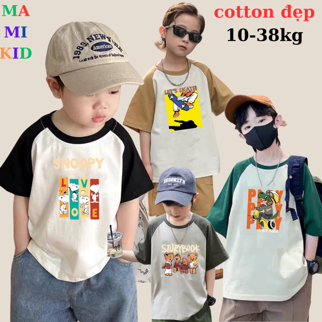 Áo Phông Cho Bé, Áo Thun Bé Trai Hình In cute, chất cotton 4 chiều đẹp (LÔ MỚI, HÌNH Y ẢNH SHOP ĐĂNG