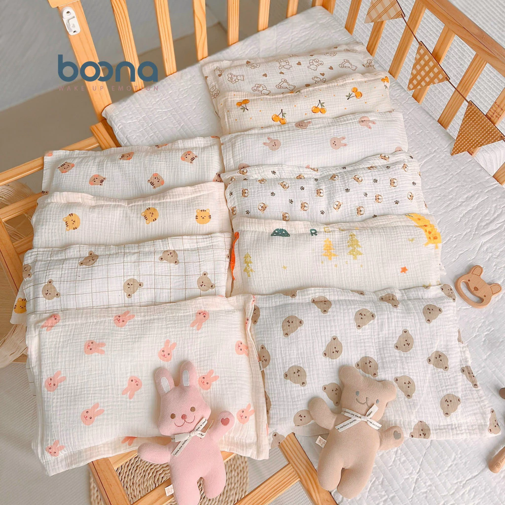 Gối xô nhăn cotton, gối xô xuất Hàn cho bé sơ sinh (Giao hình ngẫu nhiên)