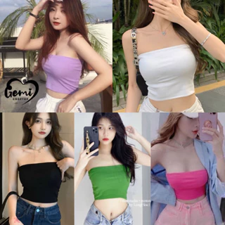 Áo  thun nữ , áo Croptop ỐNG KHÔNG DÂY Nữ Basic Thun Cotton Co Giãn 4 Chiều Không Mút Ngực