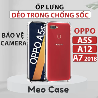 Ốp lưng Oppo A5S, Oppo A7, Oppo A12, TPU dẻo trong suốt chống sốc, ốp điện thoại bảo vệ viền camera | Meo Case