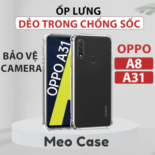 Ốp lưng Oppo A31, Oppo A8, TPU dẻo trong suốt chống sốc, ốp điện thoại bảo vệ viền camera | Meo Case