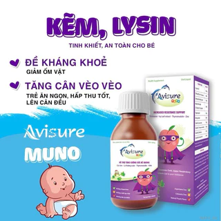 Avisure Muno Tăng Sức Đề Kháng Tự Nhiên Cho Bé ,Giúp Bé Khỏe Mạnh Chai 100ml,20 ống