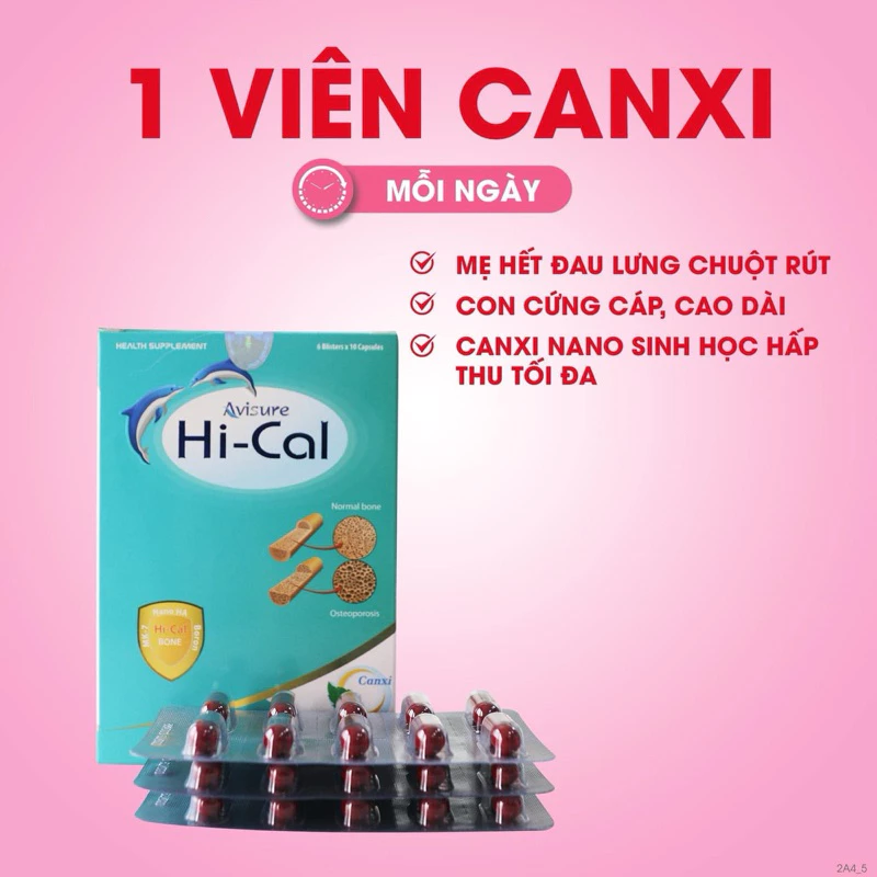 Canxi Hical Avisure - bổ sung canxi cho phụ nữ mang thai  và cho con bú 30v,60v