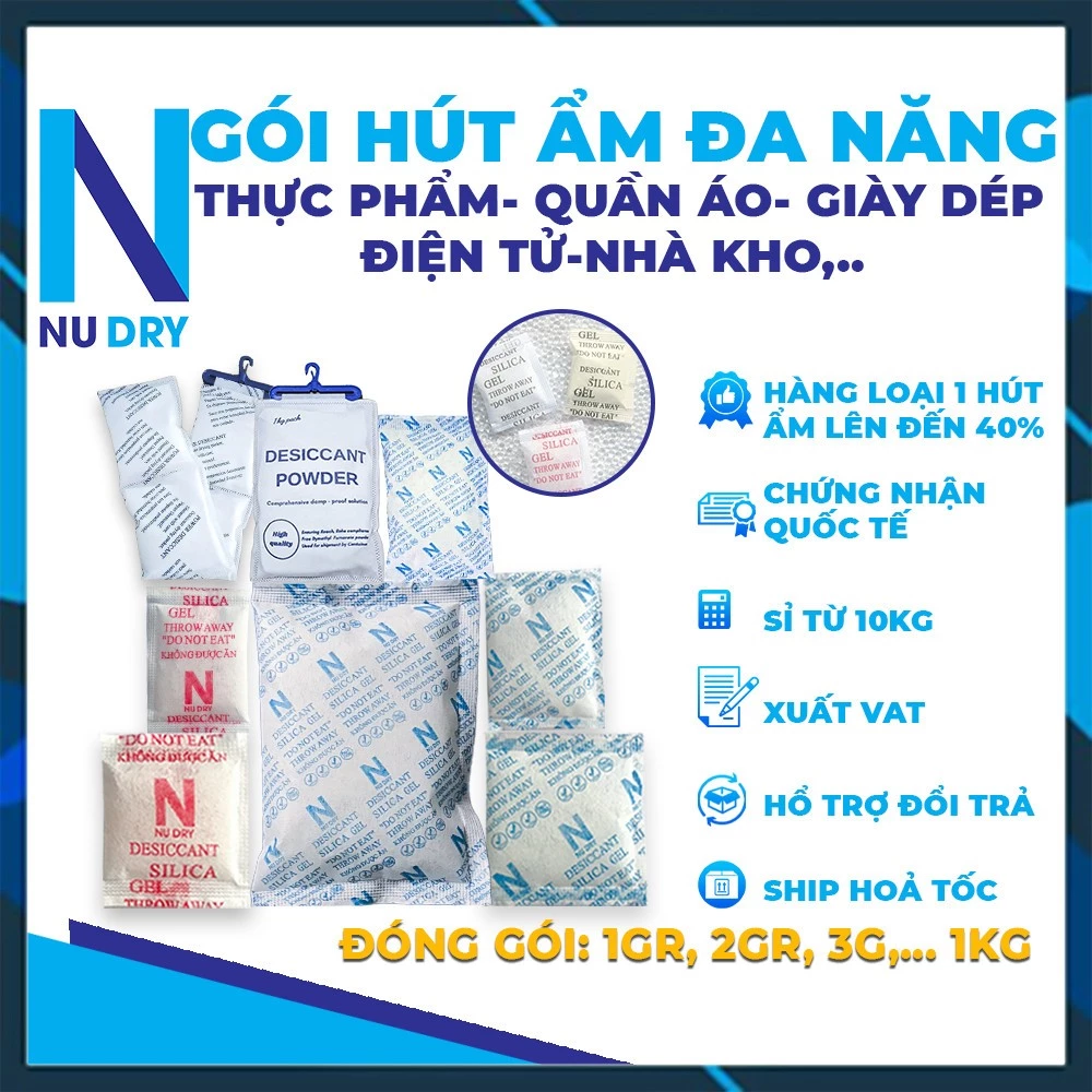 Gói Hút Ẩm tủ quần áo Nudry đóng gói 500 gram loại Silicagel dùng cho giày giày dép máy ảnh nhà kho