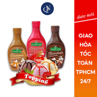 Xốt Golden Farm Topping các vị Chocolate, Caramel, Dâu, Matcha chai 630gr