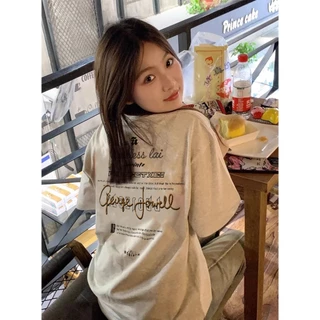 FOCUS local brand vintage fashion Xám áo thun nữ chính hãng cổ tròn unisex bigsize áo phông đẹp ulzzang 100%cotton