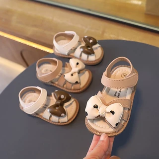 SIÊU XINH_ Sandal nơ chấm bi tập đi cho bé gái size 16-20