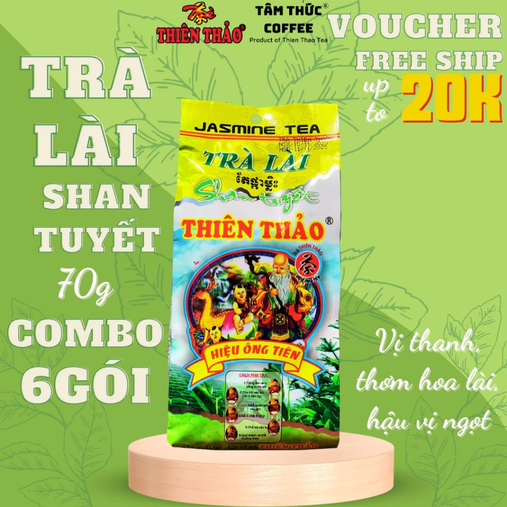 6 GÓI Trà hoa lài Shan tuyết Thiên Thảo 7Ogr, HÀNG CÔNG TY, ĐẶC SẢN ĐÀ LẠT