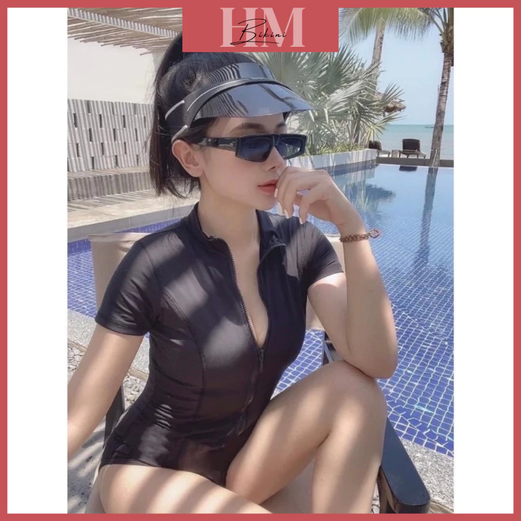 Bikini đi biển áo tắm  body đay khoá kéo tay ngắn, dài
