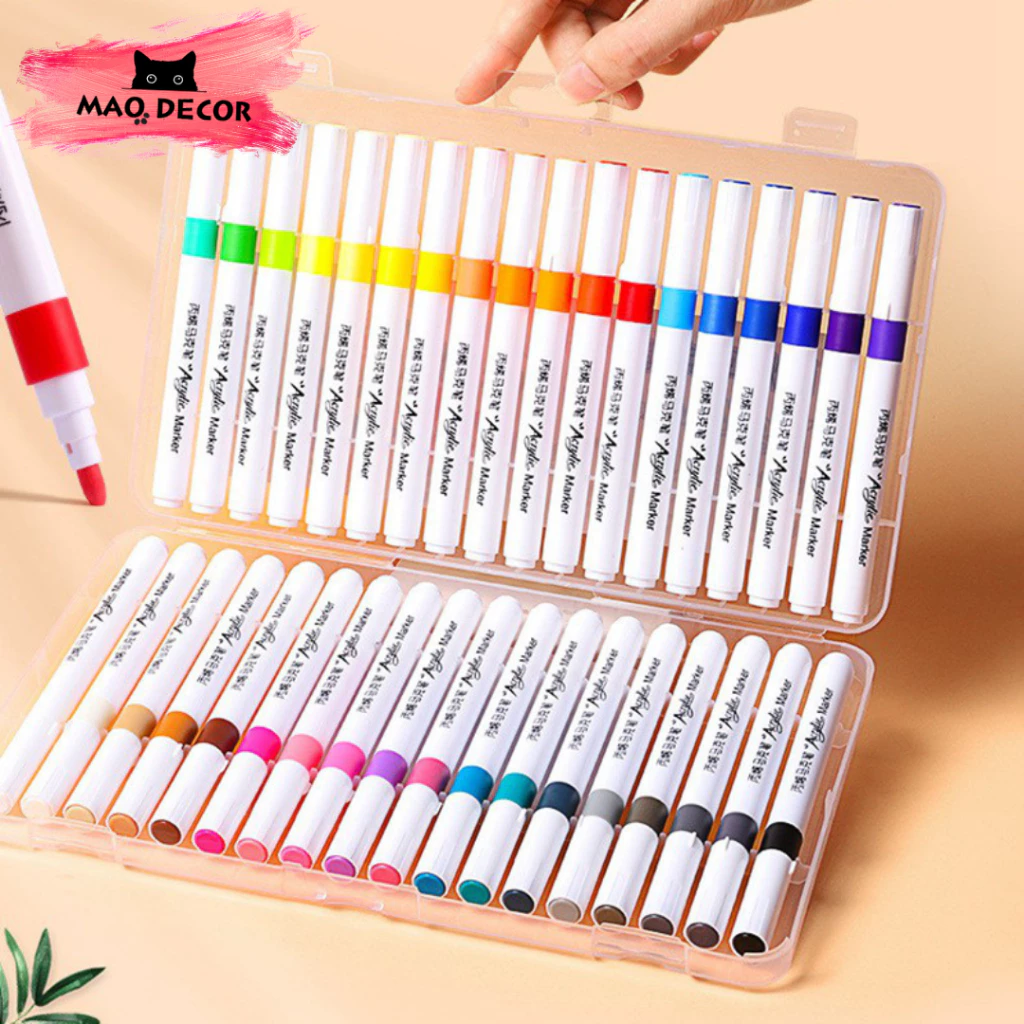 Bút màu Acrylic Marker cao cấp chống nước bộ 12/24/36/48/60 màu, vẽ trên mọi chất liệu như vải, giày, thủy tinh,...