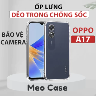 Ốp lưng Oppo A17, TPU dẻo trong suốt chống sốc, ốp điện thoại bảo vệ viền camera | Meo Case