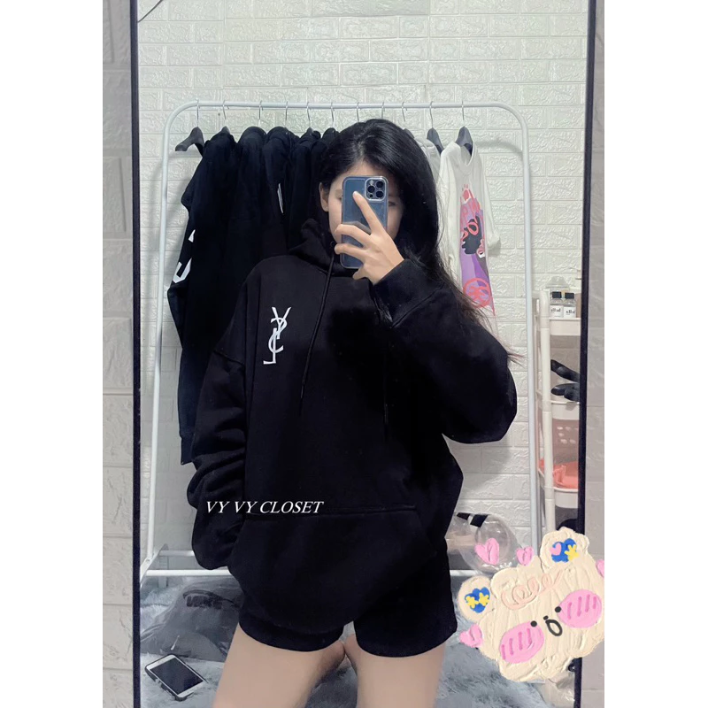 ÁO HOODIE YSL CHẤT NỈ BÔNG KHÔNG XÙ SIZE M L XL.