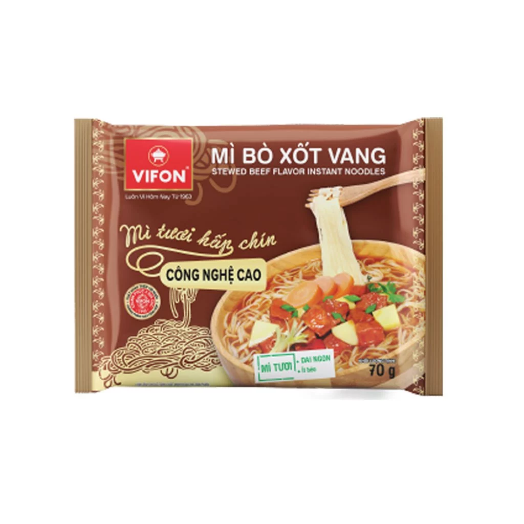 Thùng 30 gói mì tươi Vifon vị bò xốt vang 70g