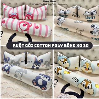 Ruột gối đầu, ruột gối ôm Cotton Poly bông xơ 3D kháng khuẩn mềm mại hỗ trợ giấc ngủ