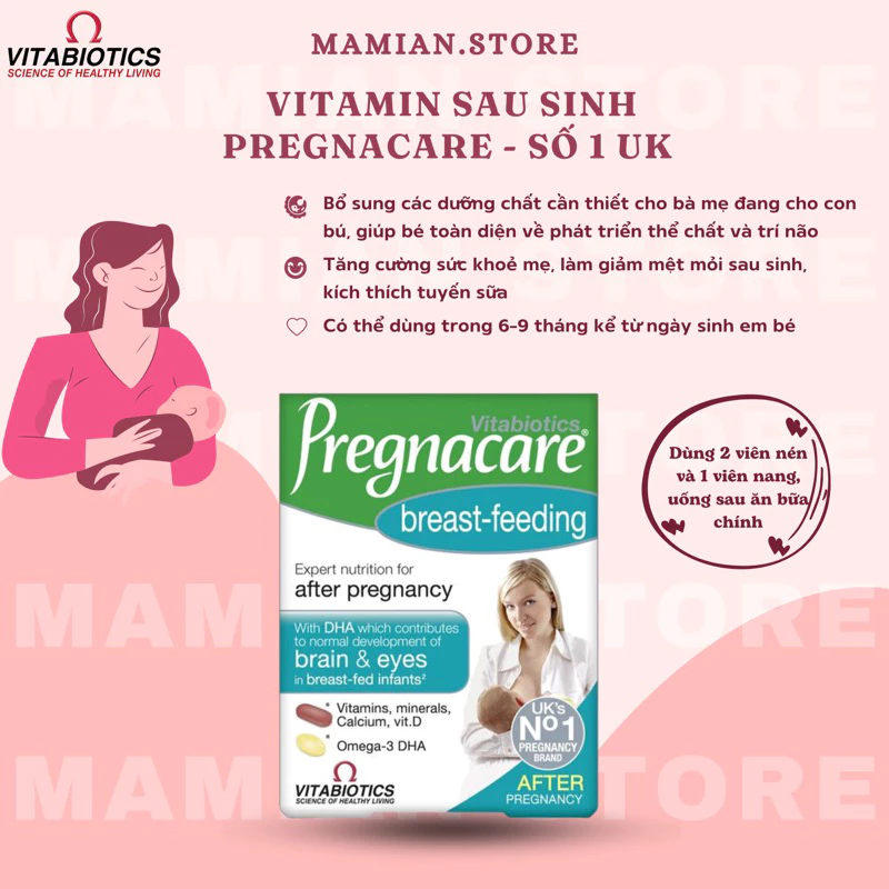 Vitamin Sau Sinh/ Vitamin Bú cho mẹ Pregnacare Breast feeding Anh