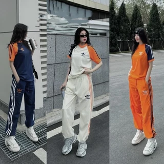 Bộ Cotton Adidas Phối 3 Màu Cao Cấp Dáng Unisex - Bộ Cotton Thể Thao Adidas Nam Nữ Phong Cách Boy Phố Hot Trend 2024