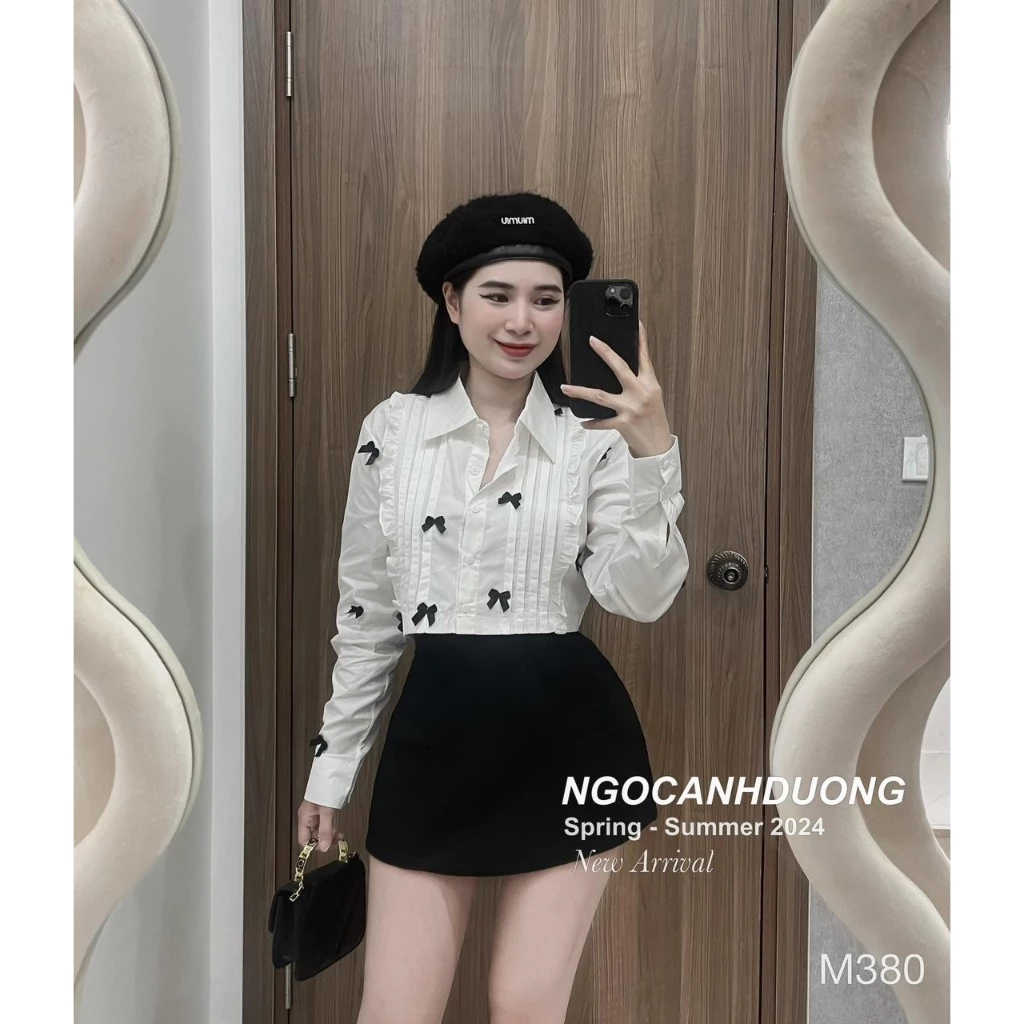 Sơ mi dây buộc chữ, sơ mi croptop phối bèo tay chữ hàng loại đẹp