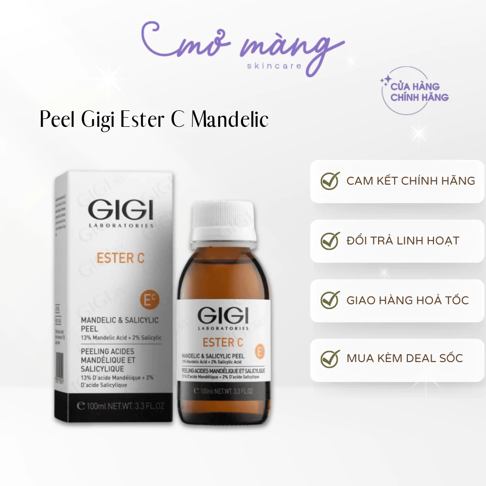 Tinh chất peel làm sáng và căng bóng da GiGi Ester C Mandelic 15% / Mandelic 13% & Salicylic 2%