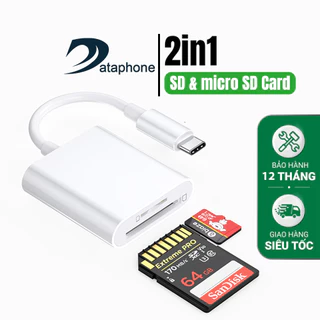 Đầu đọc thẻ nhớ máy ảnh SD Micro SD 2in1 dành cho điện thoại android Type-c có otg và ip15 máy tính bảng và laptop typeC