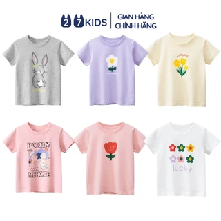 Áo thun bé gái ngắn tay 27Kids 27Home Tshirt cộc nữ vải Cotton cho trẻ từ 2-10 tuổi GSTS2