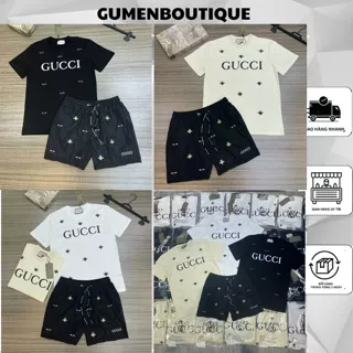 [NEW] Bộ Quần Áo Nam Cộc Tay GC In Chữ Mặt Trước Phối Hình Ong Cực Nét - Bộ Cộc Tay Nam Gu Chì In Chữ Thêu Hình Ong Đẹp