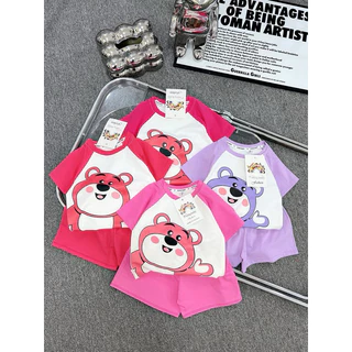 (10-30kg) Bộ bé gái Gấu Lotso vải cotton tàu siêu xinh