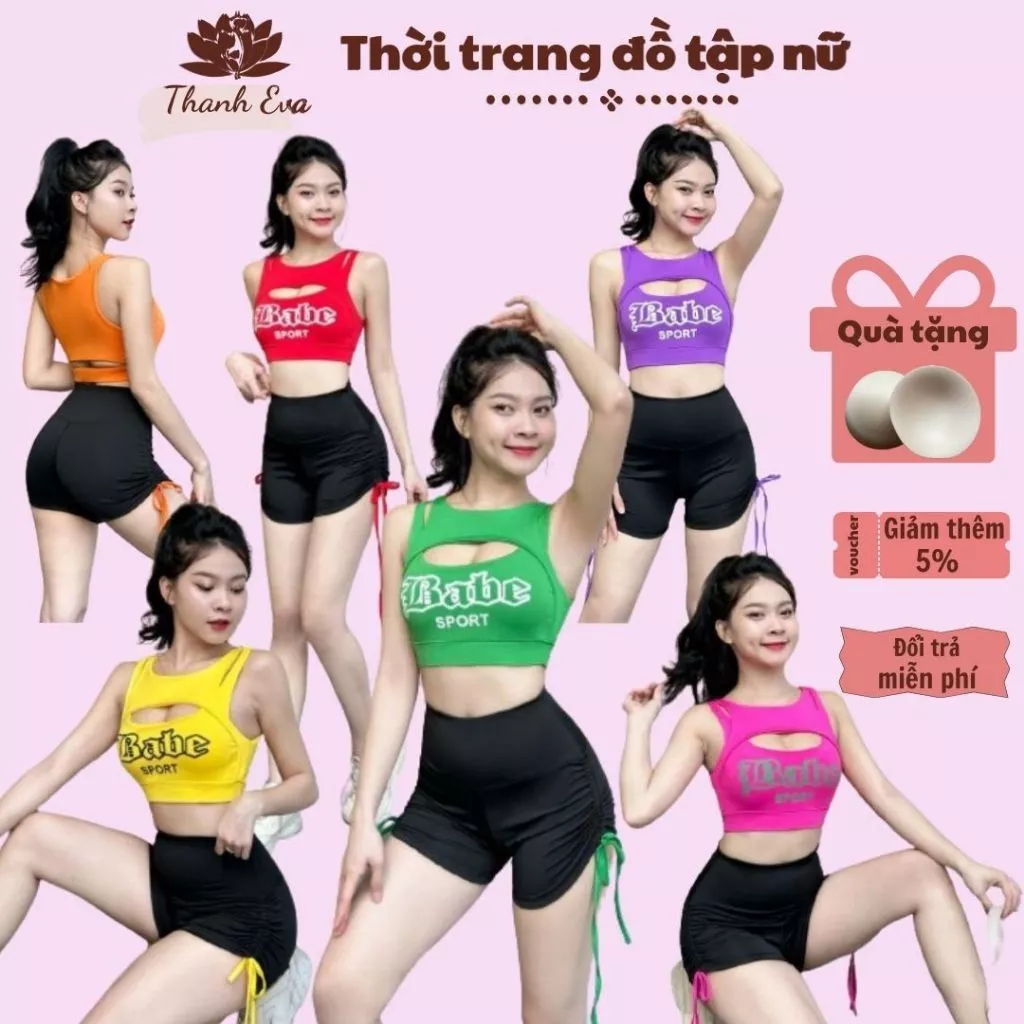 Bộ đùi rút dây thể thao tập gym, aerobic, zumba, dân vũ, shuffer dance BABE SPORT chất thun poly co giãn thoái mái