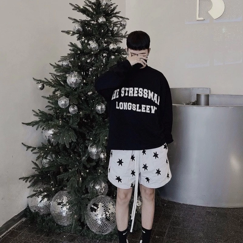 Quần Short nam nữ ngắn  tới đầu gối from unisex , Quần đùi chất liệu cotton họa tiết in ngôi sao hottrend