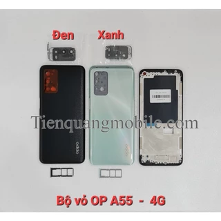 Bộ vỏ Oppo A55 4G (gồm vỏ, kính cam, nút bấm, xương, khe sim)