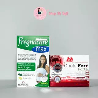 Combo bổ sung vitamin cho Bầu Vitabiotics Pregnacare Max (hàng xách) + Sắt Chela Ferr Forte