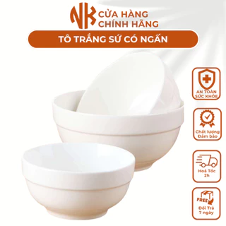 Bát Tô Canh Trắng Sứ Có Ngấn 18cm ,Tô Bún Canh Phở