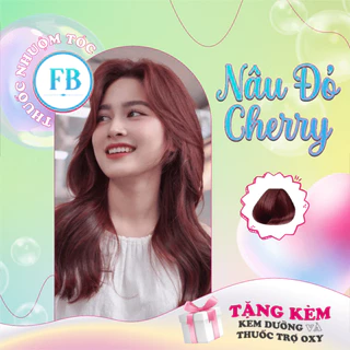 Thuốc nhuộm tóc màu NÂU ĐỎ CHERRY, thuốc nhuộm tóc không cần tẩy, kem nhuộm tóc tại nhà Febo 7.45 + Oxy 12%