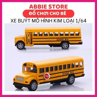 Xe Buýt Mô Hình Kim Loại Màu Vàng, Wheels On The Bus tỉ lệ 1/43 chiều dài 14cm