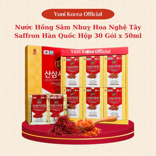 Nước Hồng Sâm Nhụy Hoa Nghệ Tây Saffron Hàn Quốc Hộp 30 Gói x 50ml, Tăng Cường Đề Kháng và Hỗ Trợ Làm Đẹp Da