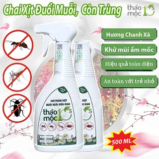 Lọ Dung Dịch Xịt Đuổi Muỗi, Côn Trùng Thảo Mộc 10S 500ml Mùi Hương Dễ Chịu Xuất Xứ Thảo Mộc - Đuổi Muỗi, Gián, Côn Trùng