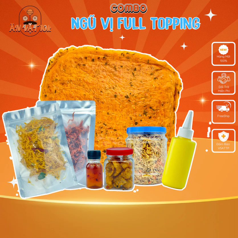 Bánh Tráng Dẻo Tôm Ngũ Vị Full Topping - ĂN VẶT 10K