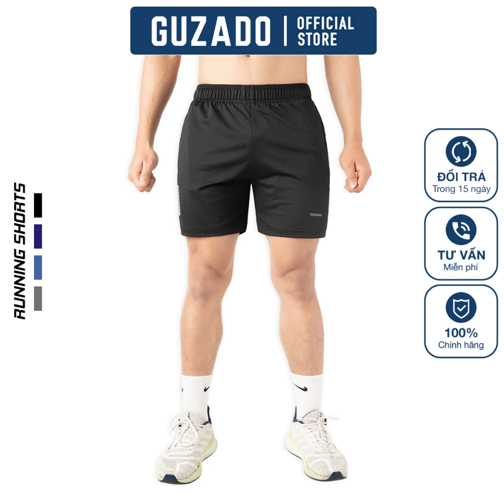 Quần Short Nam GUZADO Chạy Bộ Vải Thun Lạnh Tập Gym, Thể Thao, Vận Động Thoải Mái GSR10-GASA25S002