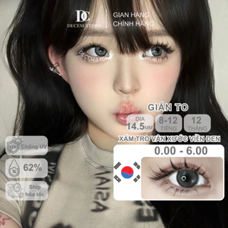 Kính áp tròng màu xám tro vân xước viền đen Hàn Quốc GRA6 chính hãng, contact lens mắt cận độ giãn vừa 1 năm Decem Store