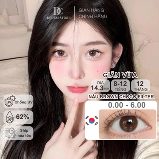 Kính áp tròng màu nâu choco filter Hàn Quốc 14.3mm BR4 chính hãng, contact lens mắt cận độ giãn vừa 1 năm Decem Store